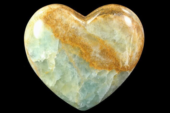 Polished Blue Calcite Heart - Argentina #84161